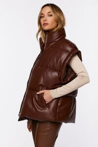 Faux Leather Zip-Up Puffer Vest | Forever 21 (US)