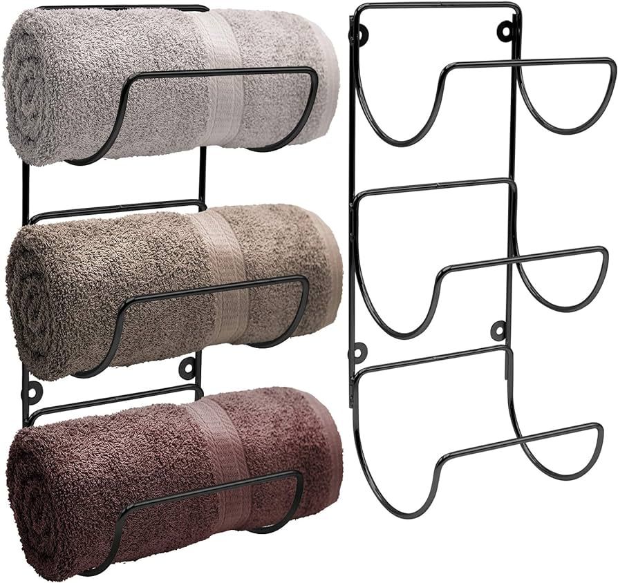 Sorbus Towel Holder for Bathroom Wall - 6 Level Wall Mounted Towel Rack Shelves for Rolled Bath T... | Amazon (US)