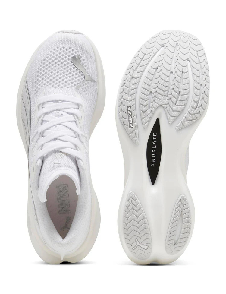 PUMA | Deviate NITRO 3 Running Shoes - White/Grey | The Sports Edit | The Sports Edit