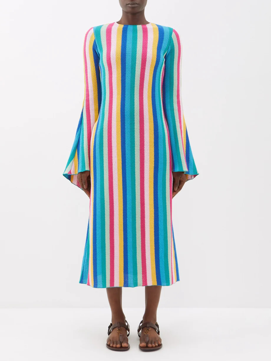 Costiera striped cotton-blend midi dress | Matches (US)