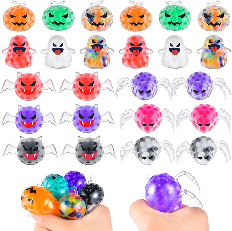 24Pack Halloween Mini Squeeze Balls Pumpkin Ghost Stress Ball Pack Perfect for Halloween Party Fa... | Amazon (US)