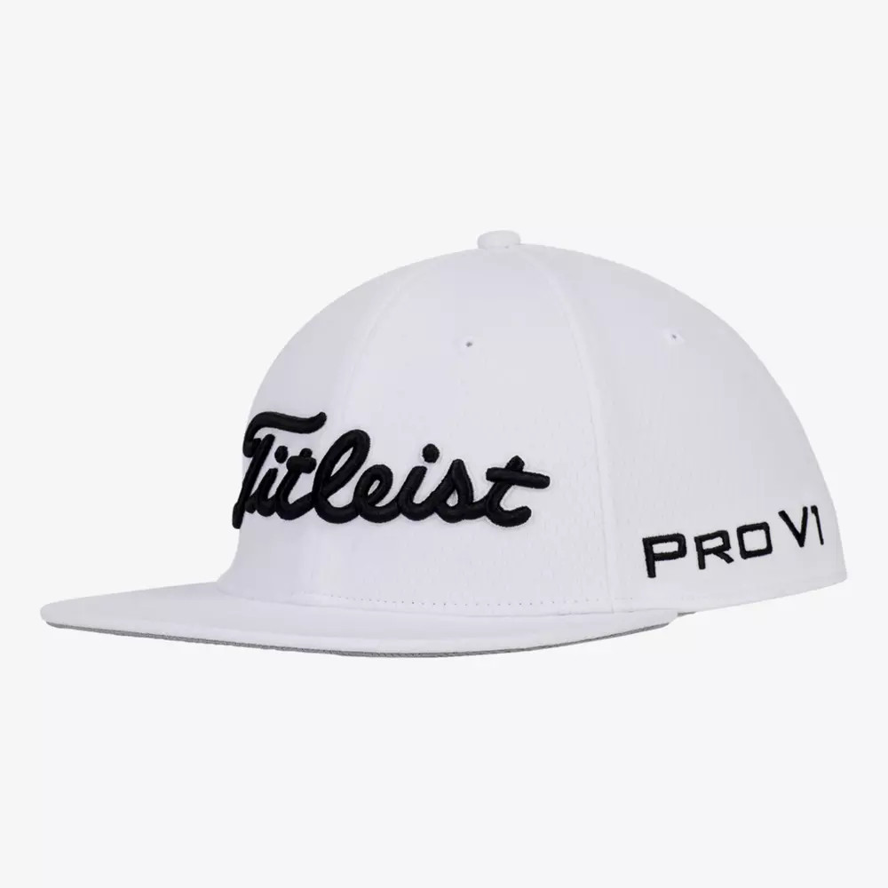 Tour Elite Flat Bill Golf Hat, White/Black - Titleist Headwear | PGA TOUR Superstore
