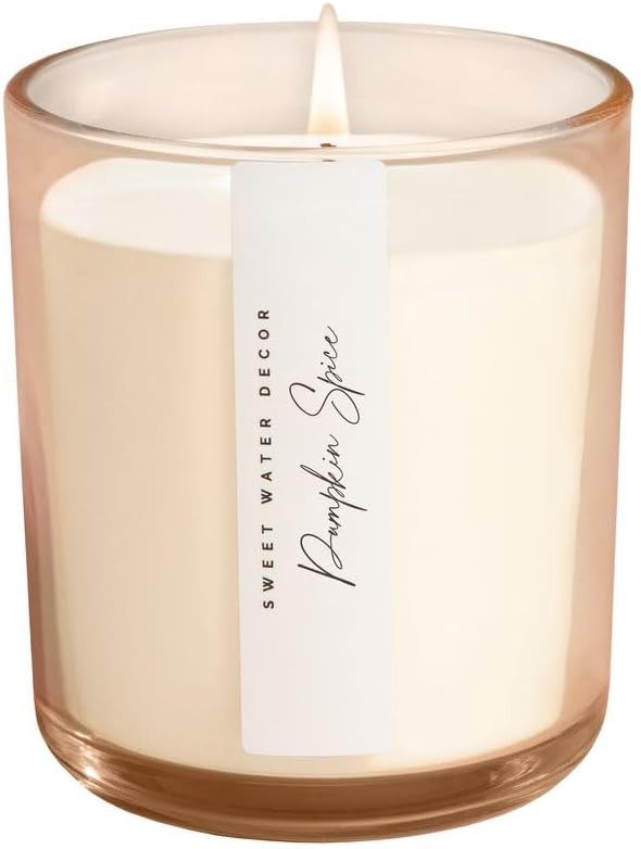 Sweet Water Decor Pumpkin Spice Candle, 12oz Sandstone Glass Jar, Autumn Scented Notes of Pumpkin... | Amazon (US)