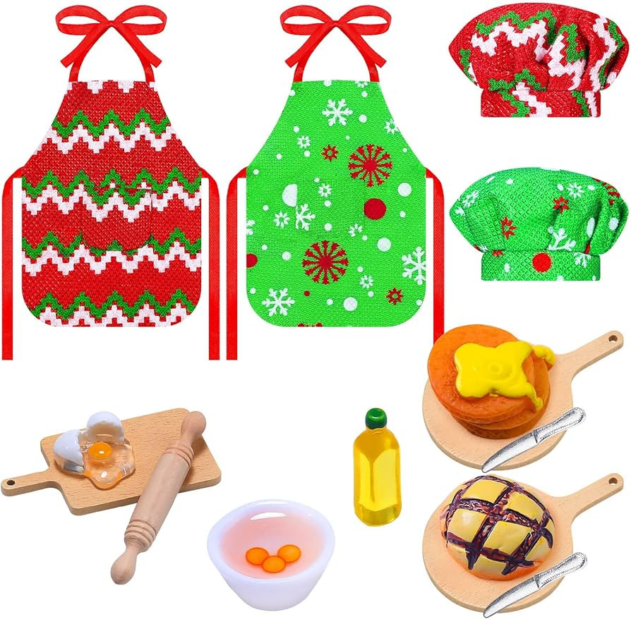 Hungdao Christmas Elf Accessories Mini Elf Doll Baker Outfit Set Include Apron Hats Rolling Pin E... | Amazon (US)