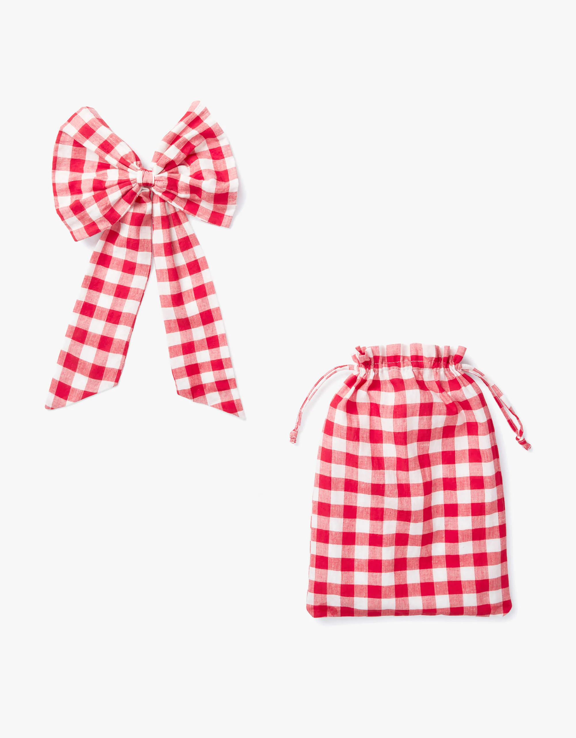 Red and White Berry Gingham Hair Bow | Pink City Prints UK