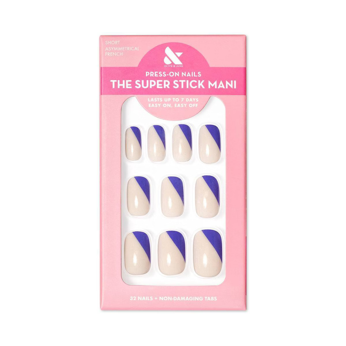 Olive & June Fake Nails - S Squoval - Asymmetrical French - 32ct | Target