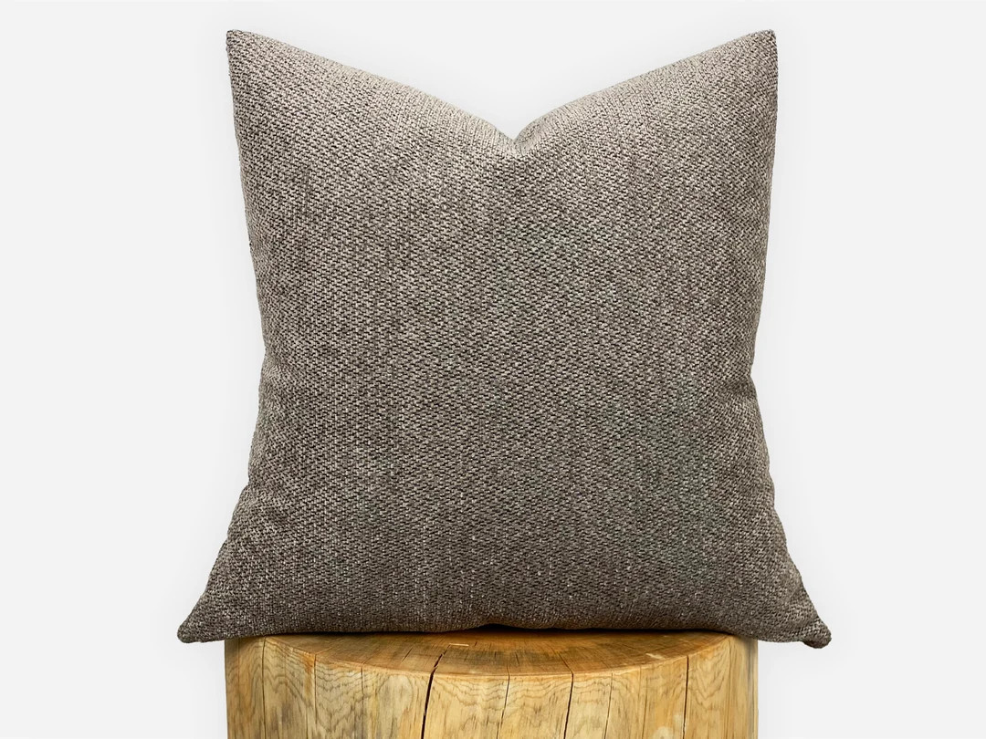 Taupe Brown Pillow Cover, Woven Brown Throw Pillow Cover, Light Brown Euro Sham, Boho Brown Cushi... | Etsy (US)