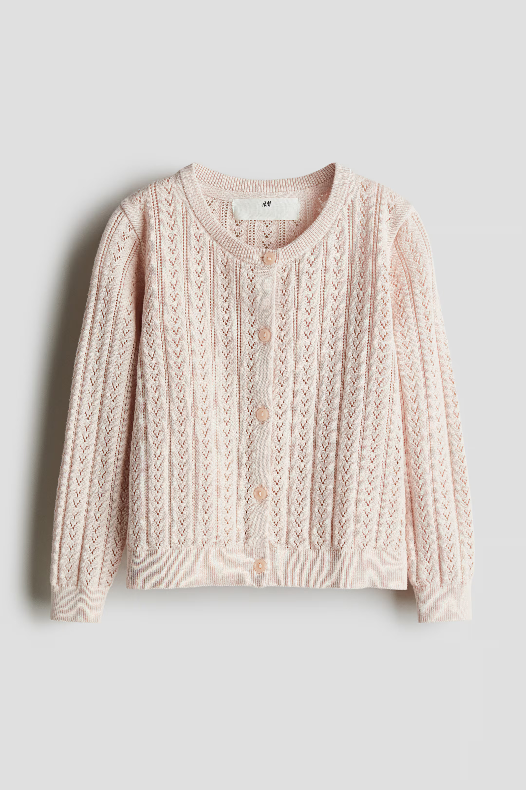 Pointelle-Knit Cotton Cardigan - Light pink - Kids | H&M US | H&M (US + CA)