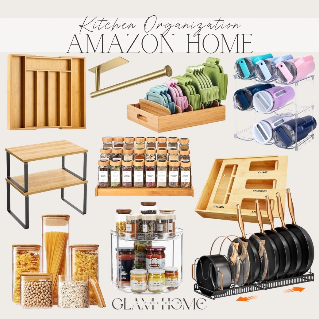 Amazon kitchen organization, kitchen organization ideas, pantry organization, Amazon home finds, kitchen storage solutions, cabinet organization, drawer organizers, countertop organization, spice rack organization, pantry makeover, kitchen declutter, food storage containers, glass storage jars, airtight containers, lazy susan organizer, under sink organization, fridge organization, home organization ideas, small kitchen storage, modern kitchen organization, aesthetic kitchen, neutral kitchen decor, functional kitchen finds, meal prep storage, labeled containers, Amazon storage finds, organizing hacks, kitchen essentials, tidy kitchen, space saving kitchen ideas