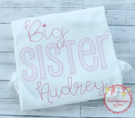 Girls Big Sister Shirt Appliqued Sibling Monogrammed Personalized Shirt | Etsy (US)