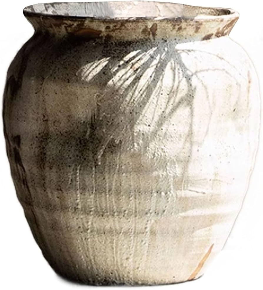 Chinaware Vase Rough Ceramic Pottery Jar Big Belly Large Ornament Decor Flower Arrangement Villa ... | Amazon (US)