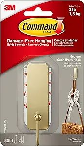 Command Medium Decorative Wall Hook, Holds up to 3 lb, Damage Free Hanging Wall Hooks with Adhesi... | Amazon (US)