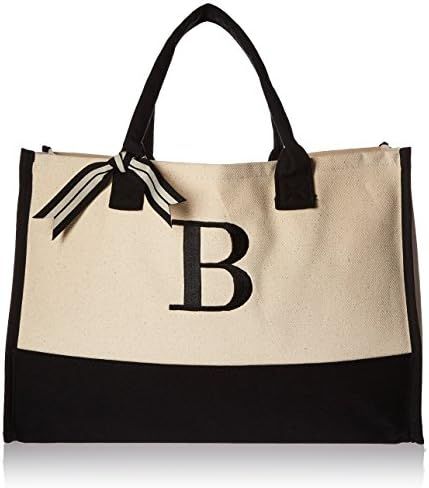 Mud Pie Classic Black and White Initial Canvas Tote Bags (B), 100% Cotton, 17" x 19" x 2" | Amazon (US)