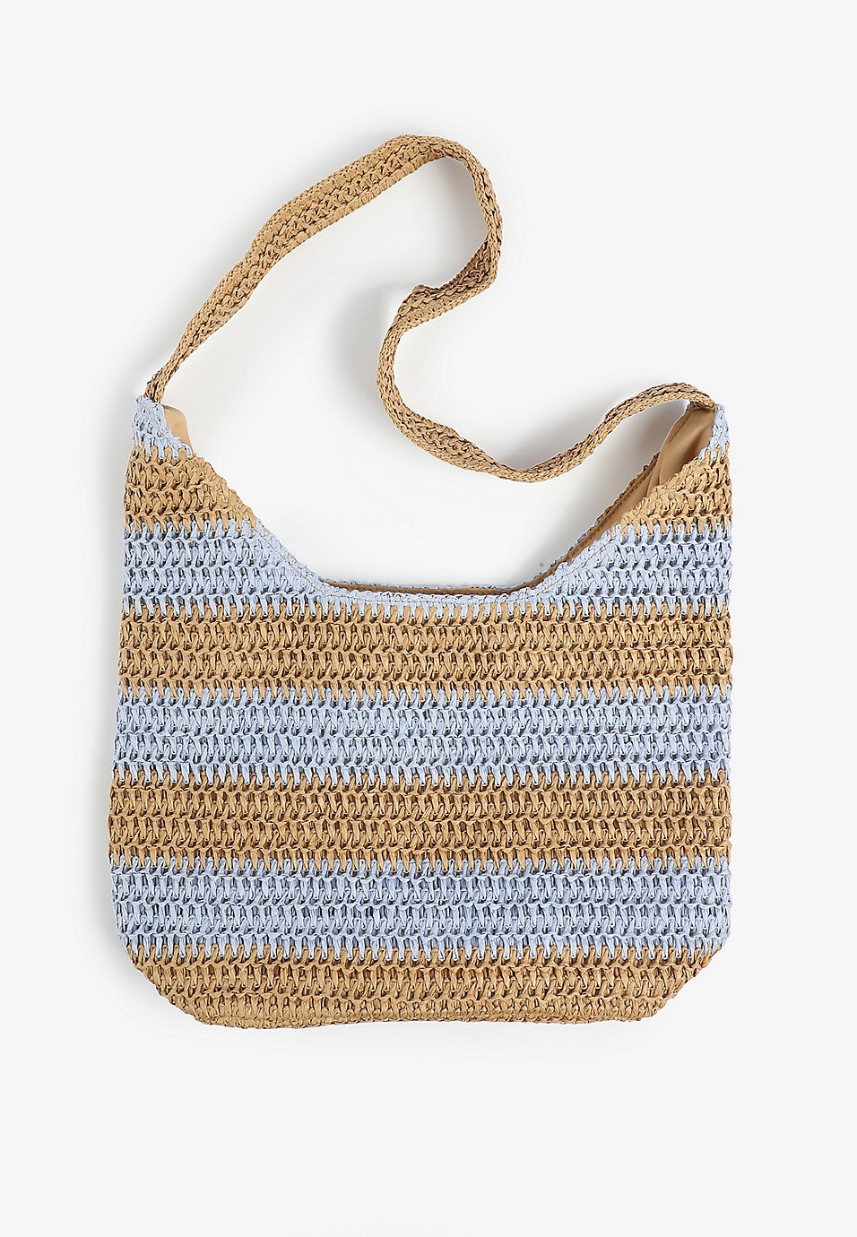 Blue Natural Stripe Raffia Tote Bag | Maurices
