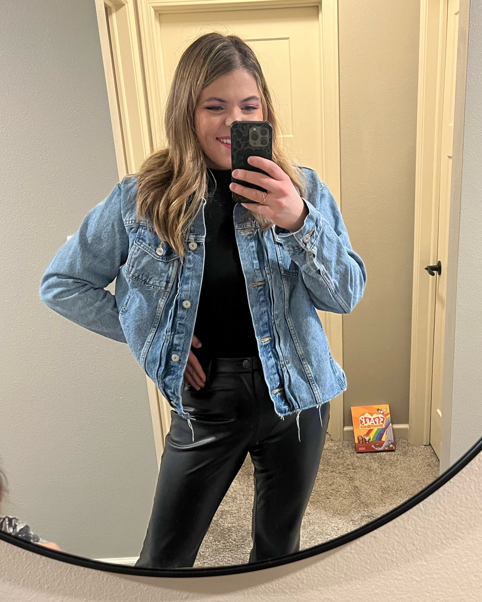 Date night outfit - leather pants size 12 And jean jacket size xl
On sale for $21

#LTKunder50 #LTKcurves #LTKsalealert
