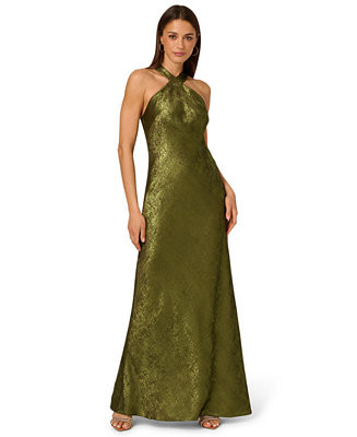 Women's Folied-Chiffon Halter Gown | Macy's
