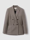 Reiss Black/Camel Ella Petite Double Breasted Wool Dogtooth Blazer | Reiss UK