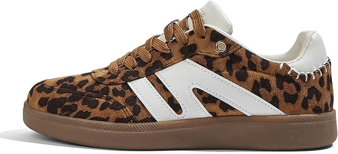 LUCKY STEP Women Classic Retro Gum Sole Fashion Sneakers Casual Tennis Skate Shoe Genuine Leather... | Amazon (US)