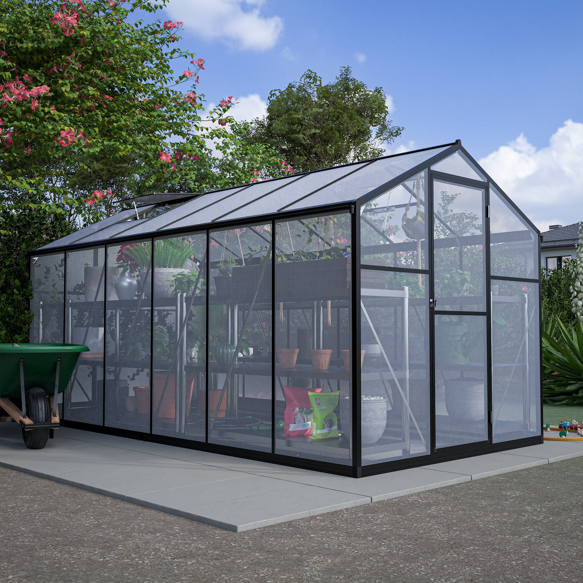 Anysun 6x12FT Thick Polycarbonate Greenhouse with Double Door Rain Gutter and Vent Window Large Walk In Greenhouse for Winter Garden Sunroom Backyard | Lowe's