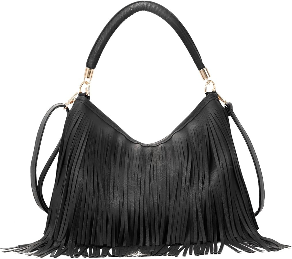 Emprier Fringe Shoulder Bag for Women Soft PU Leather Hobo Satchel Handbag Vintage Tassel Tote Ba... | Amazon (US)