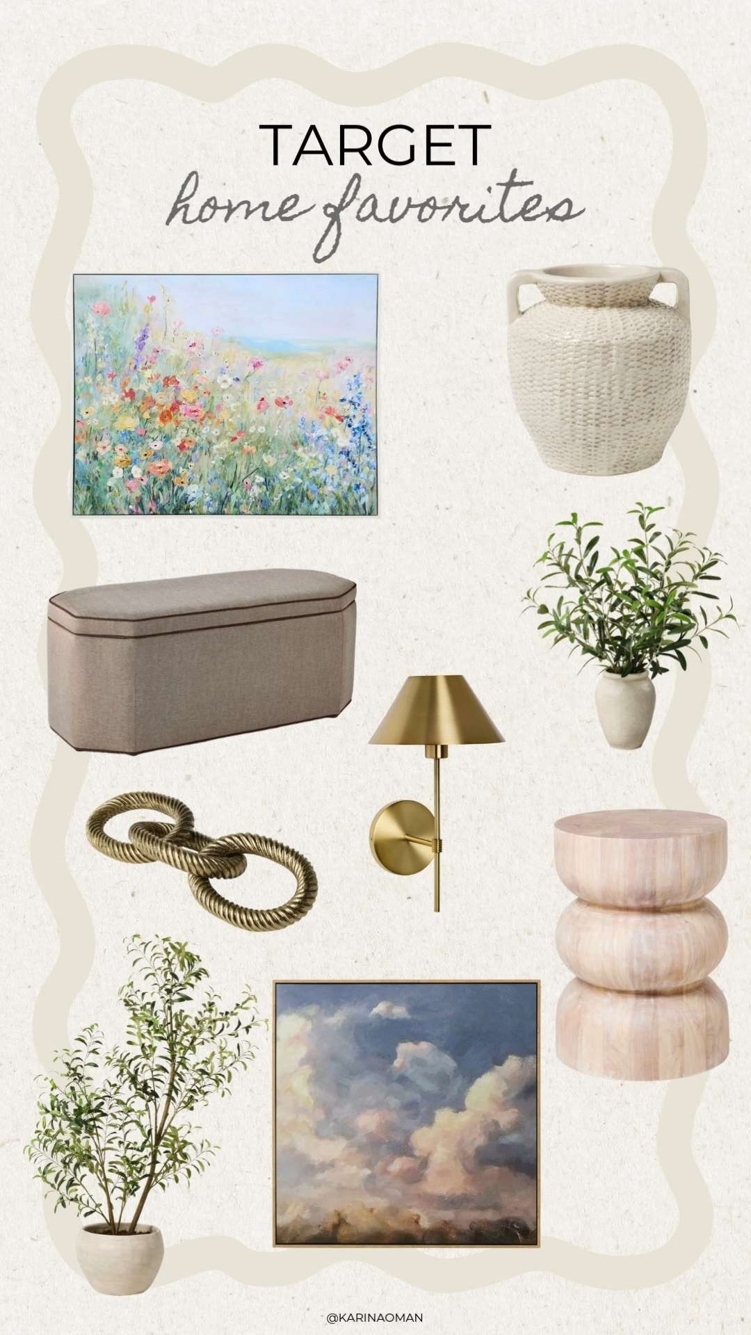 All my current Target home favorites 🤍🌿

If you love neutral home decor with a touch of color, you need to check out the latest from Threshold at Target. I’m usually a beige + cozy girl when it comes to our home, but as we head into spring, I’ve been slowly adding softer tones to brighten things up.

Sharing my favorite Threshold decor pieces including wall art, framed paintings, faux plants, vases, accent furniture, and spring home styling staples. Everything is such a good mix of modern, transitional, and cozy home decor. Perfect for refreshing your space without a full makeover.

If you’re looking for affordable spring home decor, neutral living room ideas, Target new arrivals, or designer-look for less pieces, I linked everything here 🤍

#TargetHome #Threshold #NeutralHome #SpringHomeDecor #TargetFinds #AffordableHomeDecor 

 #LTKSeasonal #LTKHome #LTKSaleAlert