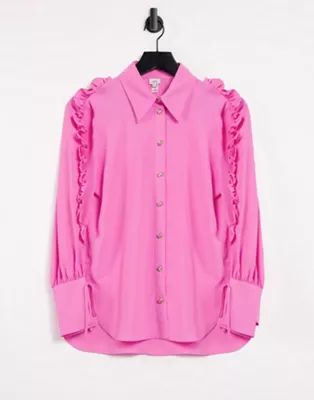 River Island - Chemise à bordures volantées - Rose | ASOS (Global)