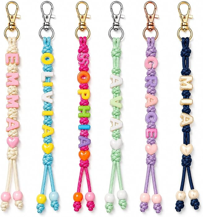 Personalized Name Keychain Custom Beaded Bag Charm Bubble Letter Gift | Amazon (US)