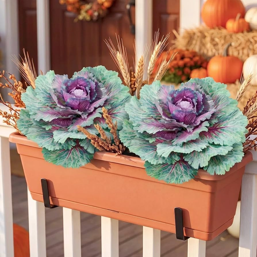 2 Pack 11.8\u2033 Fall Faux Cabbage for Outdoor Planters Porch/Garden/Yard Decor | Amazon (US)
