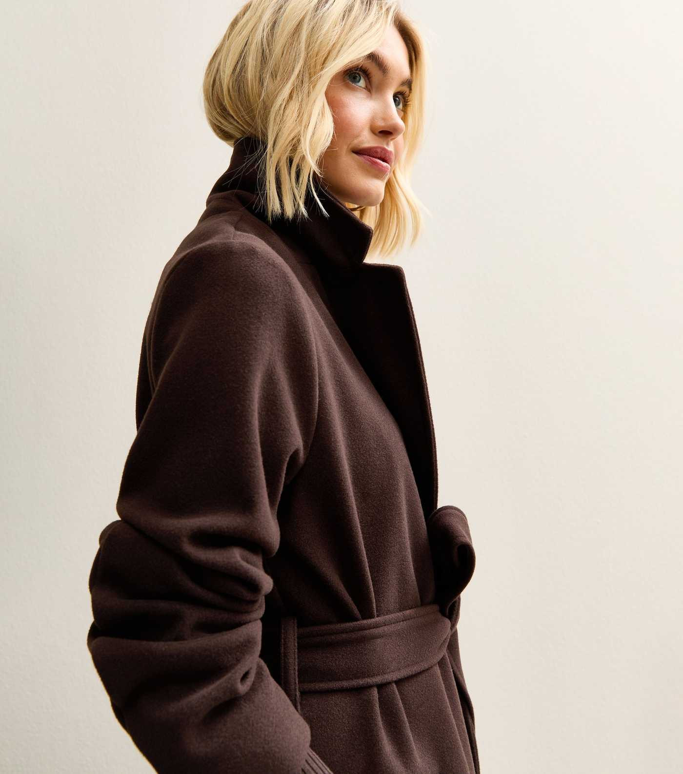 Dark Brown Unlined Longline Belted Coat | New Look | New Look (UK)