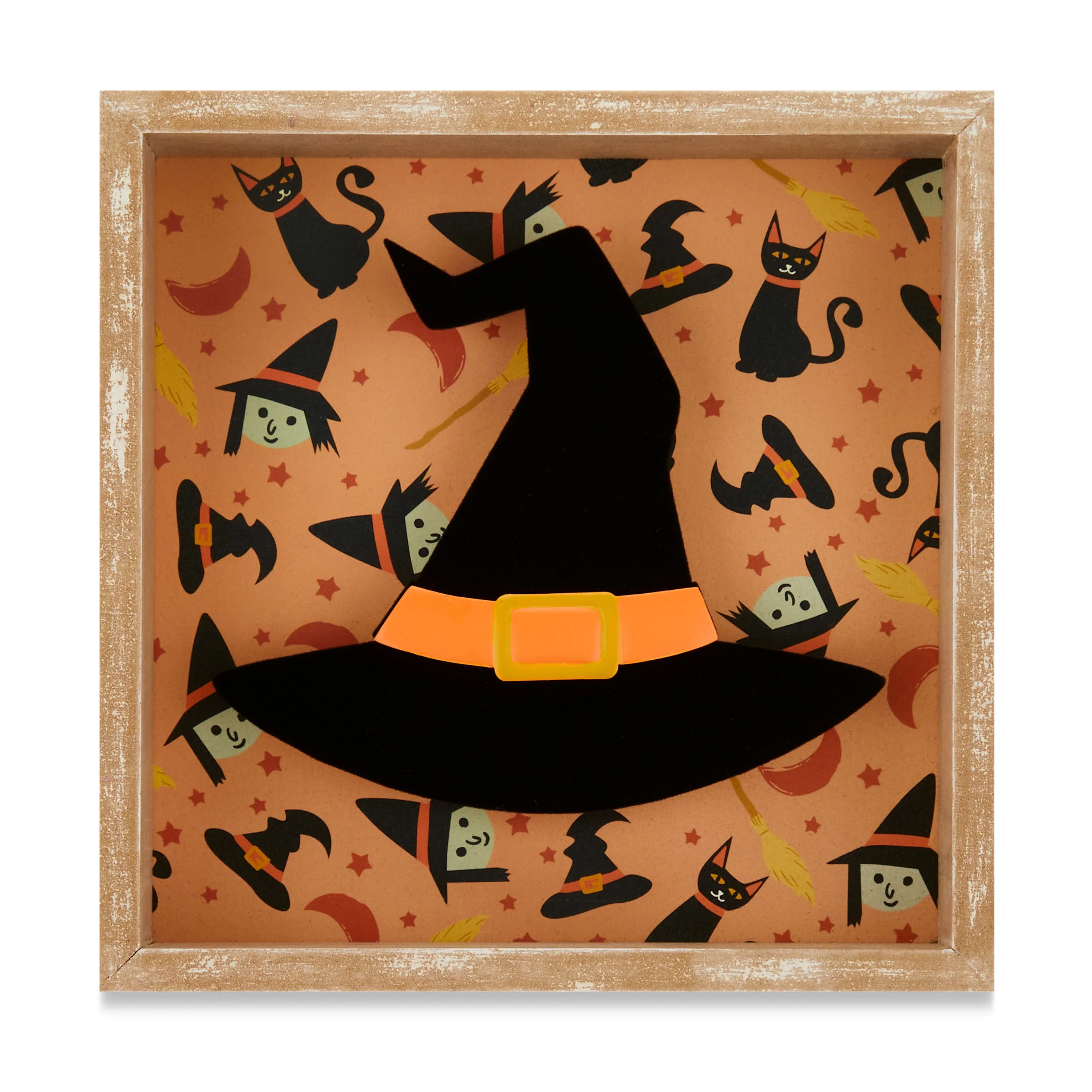 Halloween Multi-Colored MSF Witch Hat Shadow Box Tabletop Decoration, 7 in x 1.5 in x 7 in, by Wa... | Walmart (US)