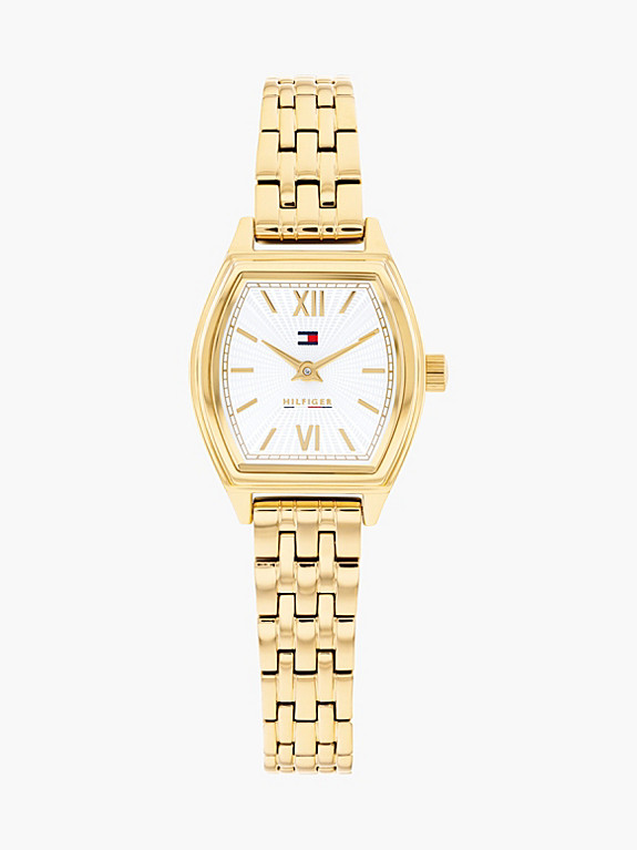 Square White Dial Gold-Plated Chain-Link Watch | Tommy Hilfiger UK