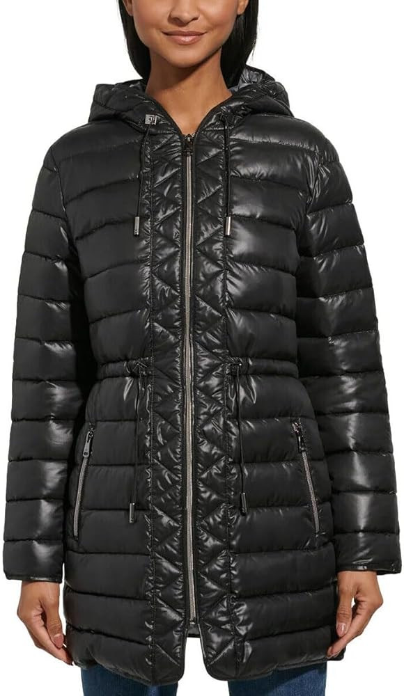Kenneth Cole Women's Hooded Quilted Long Puffer Jacket Coat | Amazon (US)