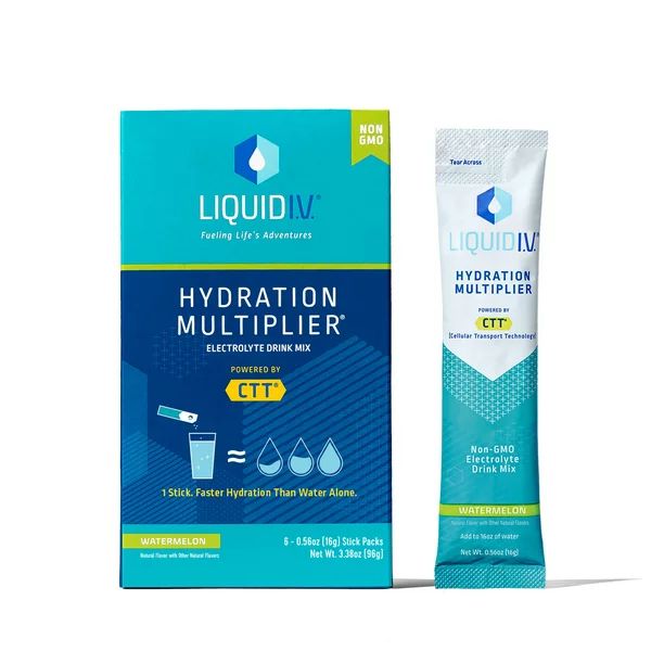 Liquid I.V. Hydration Multiplier Electrolyte Powder Packet Drink Mix, Watermelon, 6 Ct | Walmart (US)