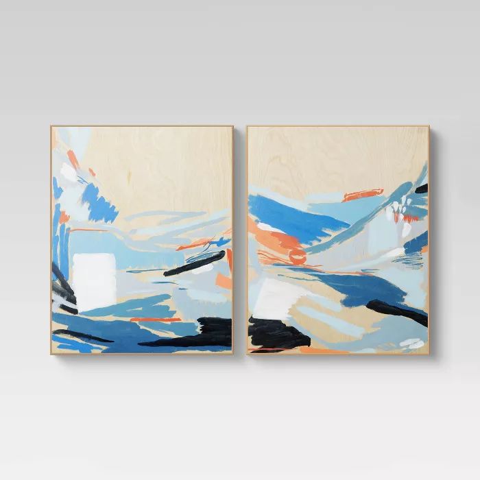 (Set of 2) 16" x 20" Colorful Abstract On Wood Decorative Wall Art - Project 62™ | Target