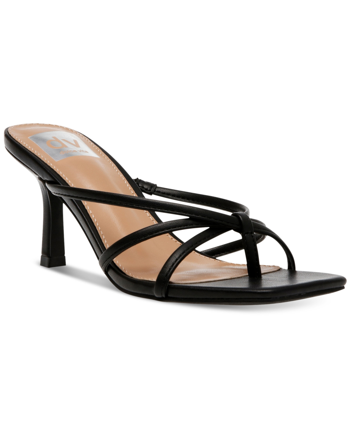 Dv Dolce Vita Women's Zini Strappy Kitten Heel Dress Sandals - Black | Macy's