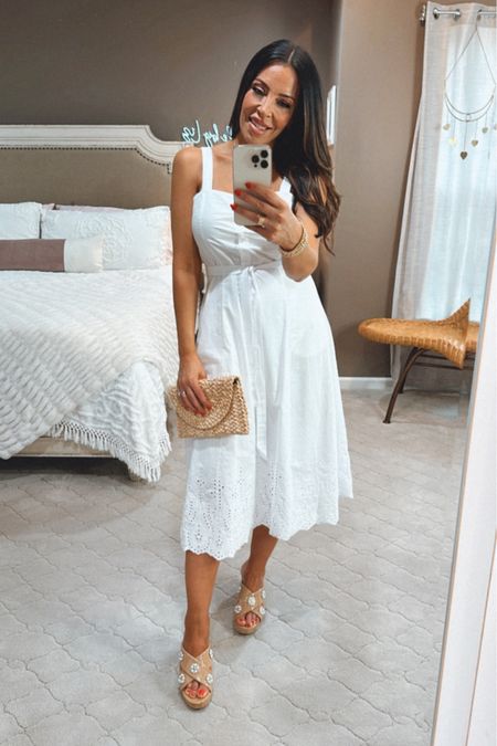 You cannot beat the look of a classic white sundress dress with eyelet details. This one pairs so well with the Pearl detailed wedges by Sam & Libby. I love everything about this gorgeous look. 
🤍🤍🤍🤍🤍🤍🤍🤍🤍🤍🤍🤍🤍

#LTKfindsunder50 #LTKSeasonal #LTKstyletip
