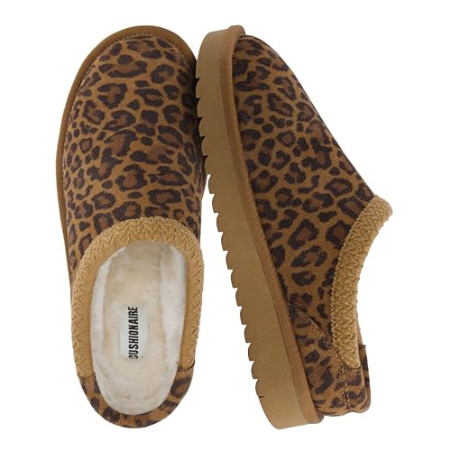 CUSHIONAIRE Keto Womens Slippers Slip-On Suede Mule Slipper - Cozy & Stylish, Memory Foam & Faux Fur Lining, Wide Widths Available, Leopard 11W | Amazon (US)
