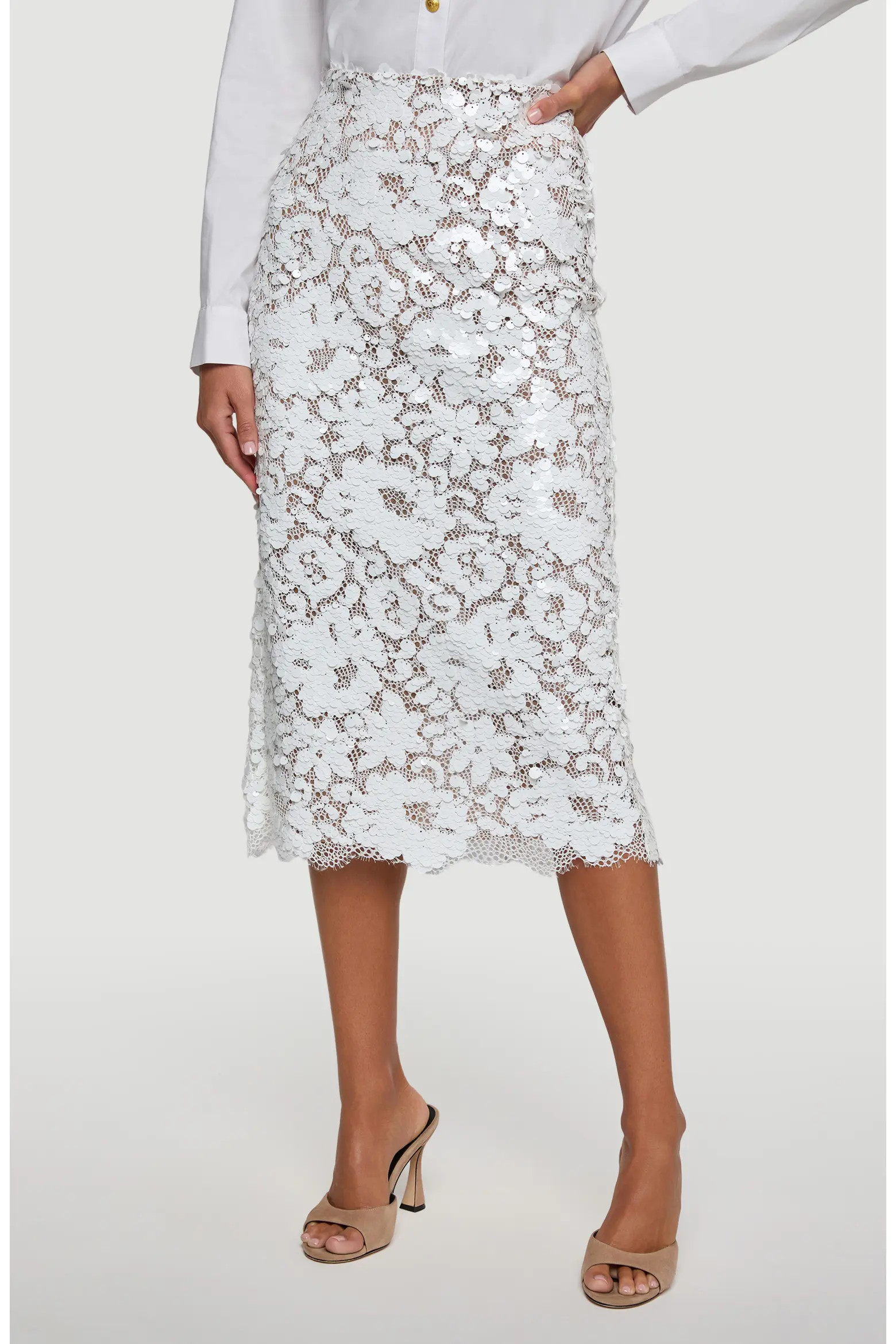 L'AGENCE Makena Sequin Lace Midi Skirt (Women) | Nordstrom | Nordstrom