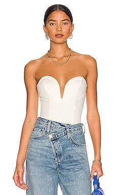 superdown Gianna Sweetheart Bodysuit in White from Revolve.com | Revolve Clothing (Global)