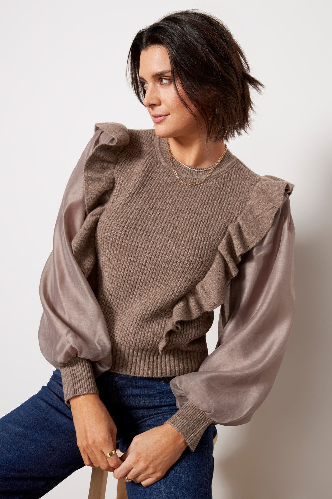 Organza Sleeve Sweater | EVEREVE