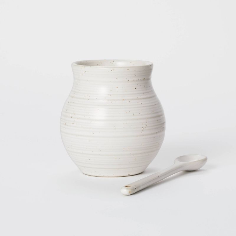 16.9oz Stoneware Jar with Spoon Cream - Threshold&#8482; designed with Studio McGee | Target