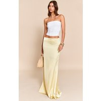 Lemon Satin Floaty Maxi Skirt | PrettyLittleThing US