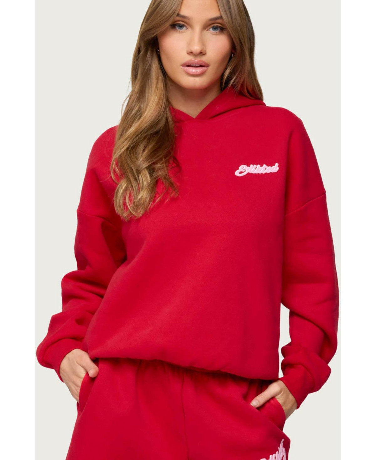 Edikted Women's So Sporty Hoodie - Red | Macy's
