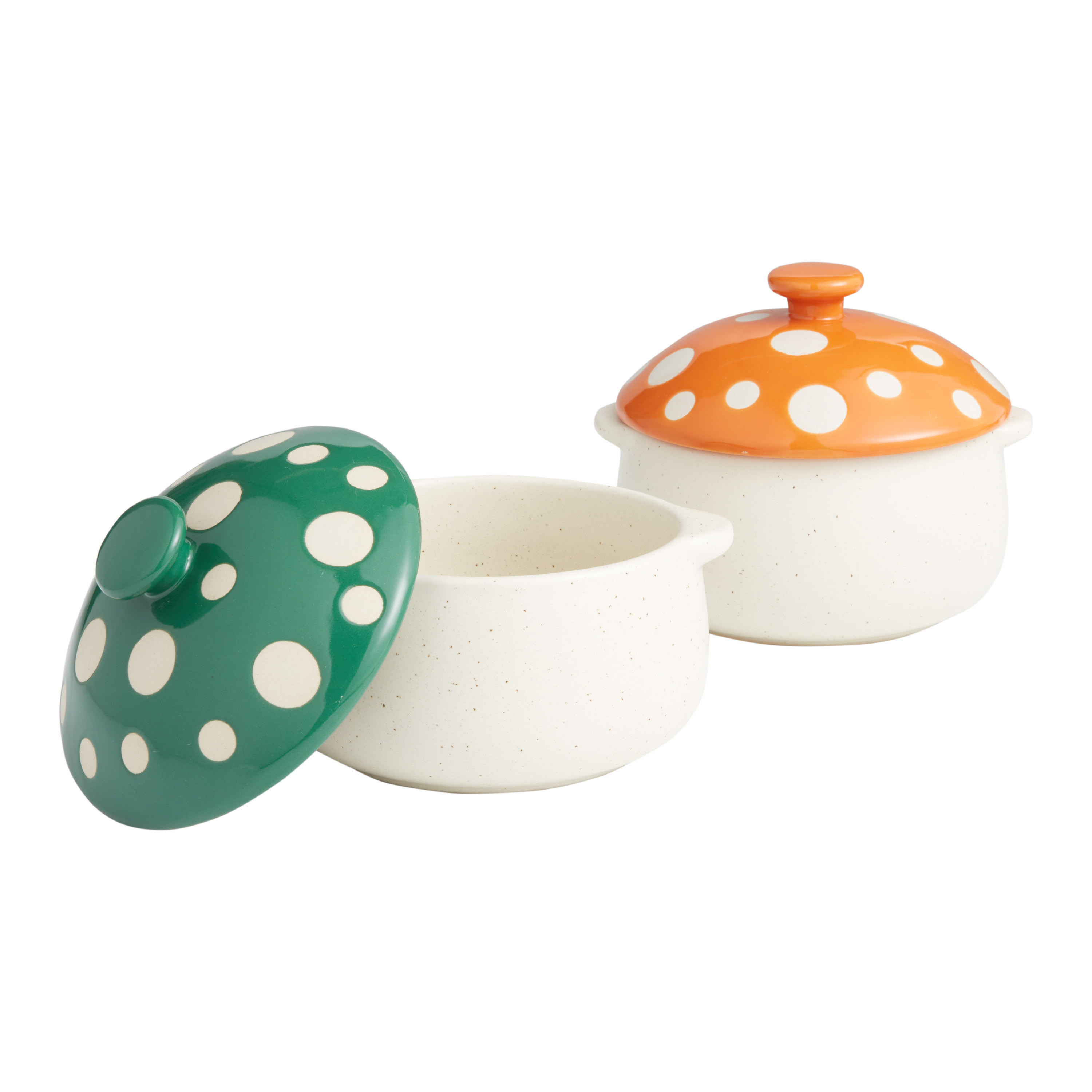 Spotted Mushroom Lidded Soup Crocks Set of 2 | World Market