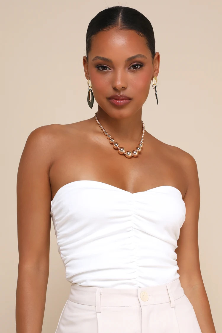 Immense Perfection Ivory Ruched Strapless Top | Lulus
