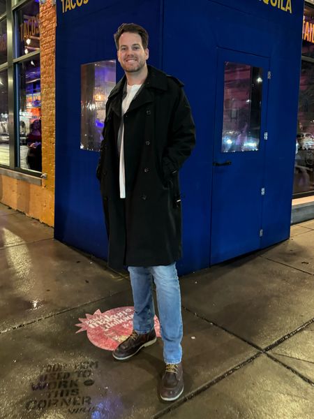 Men’s date night outfit featuring Mr chic’s trench coat and rain boots 

#LTKmens