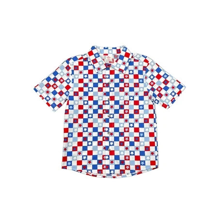 Way To Celebrate Boys Patriotic Americana Woven Button Up, Sizes 4-18 | Walmart (US)