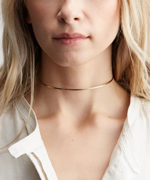 Dainty Gold Choker Necklace, Collar Necklace - 14k Gold Fill and Rose Gold Filled /  Simple Gold ... | Etsy (US)