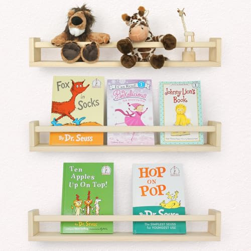 SwaaVee Nursery Book Shelves, Floating Shelves for Wall Set of 3, Wall-Mounted Bookshelves for Living Room and Nursery, Ideal for Books, Toys, Decor Display and Organization, 23.5 Inch | Amazon (US)