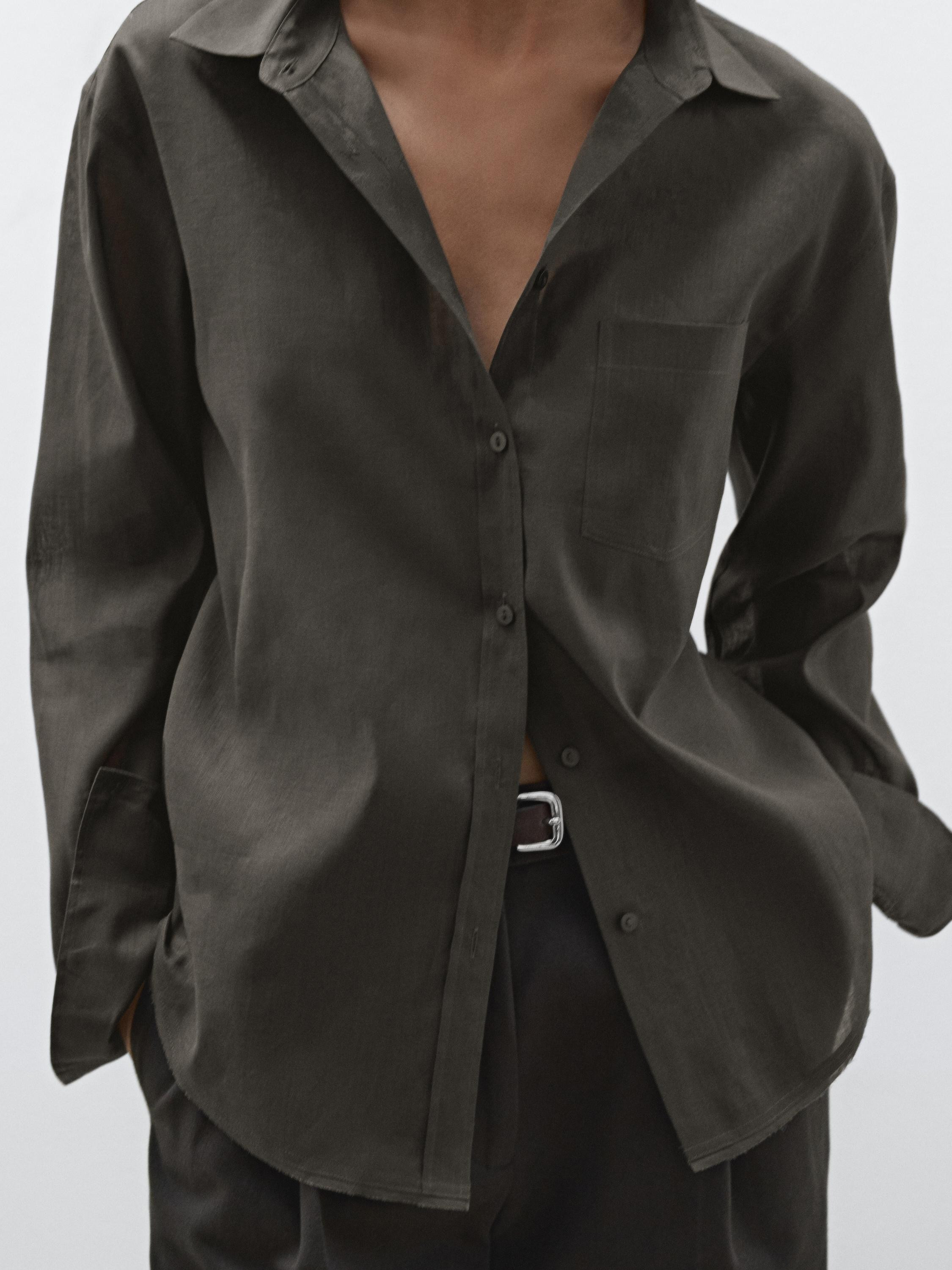 Flowing shirt with ramie | Massimo Dutti US